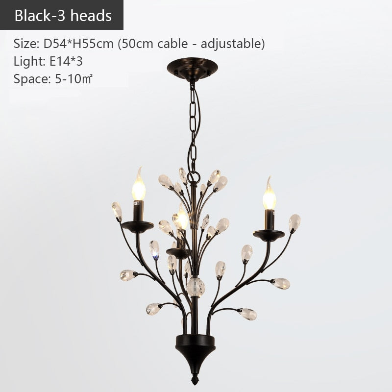 Modern Crystal Branche Chandelier - Black