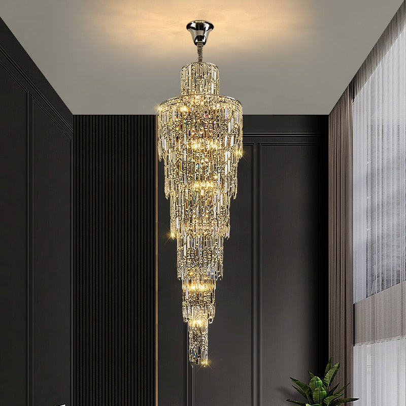 Rotating Staircase Crystal Chandelier