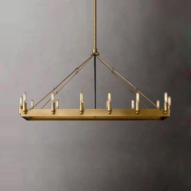 Retro American Rectangular Candle Chandelier