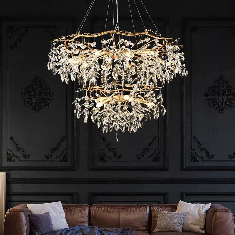 Modern Luxury Gold Crystal Art Decor Hanging Chandelier