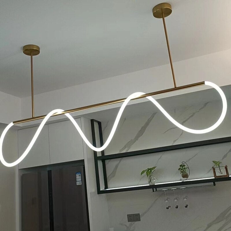 Modern Long Hose Led Chandelier - Brass