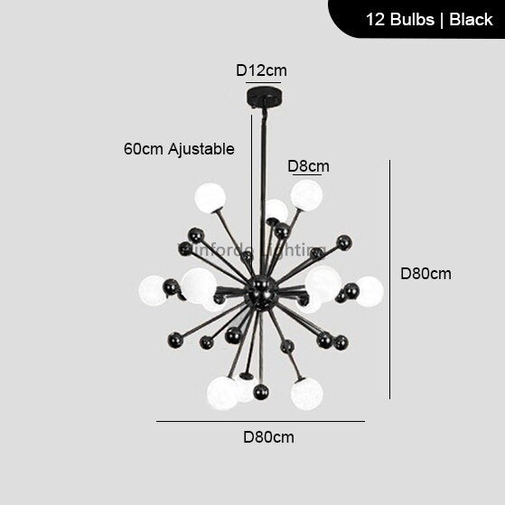 Modern Sputnik Glass Ball Chandelier