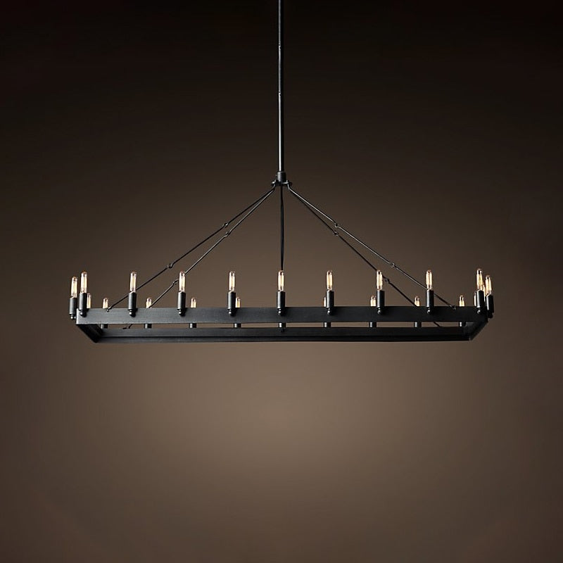 Retro American Rectangular Candle Chandelier