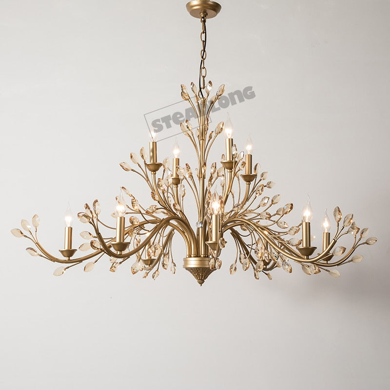 Modern Crystal Branche Chandelier - Brass