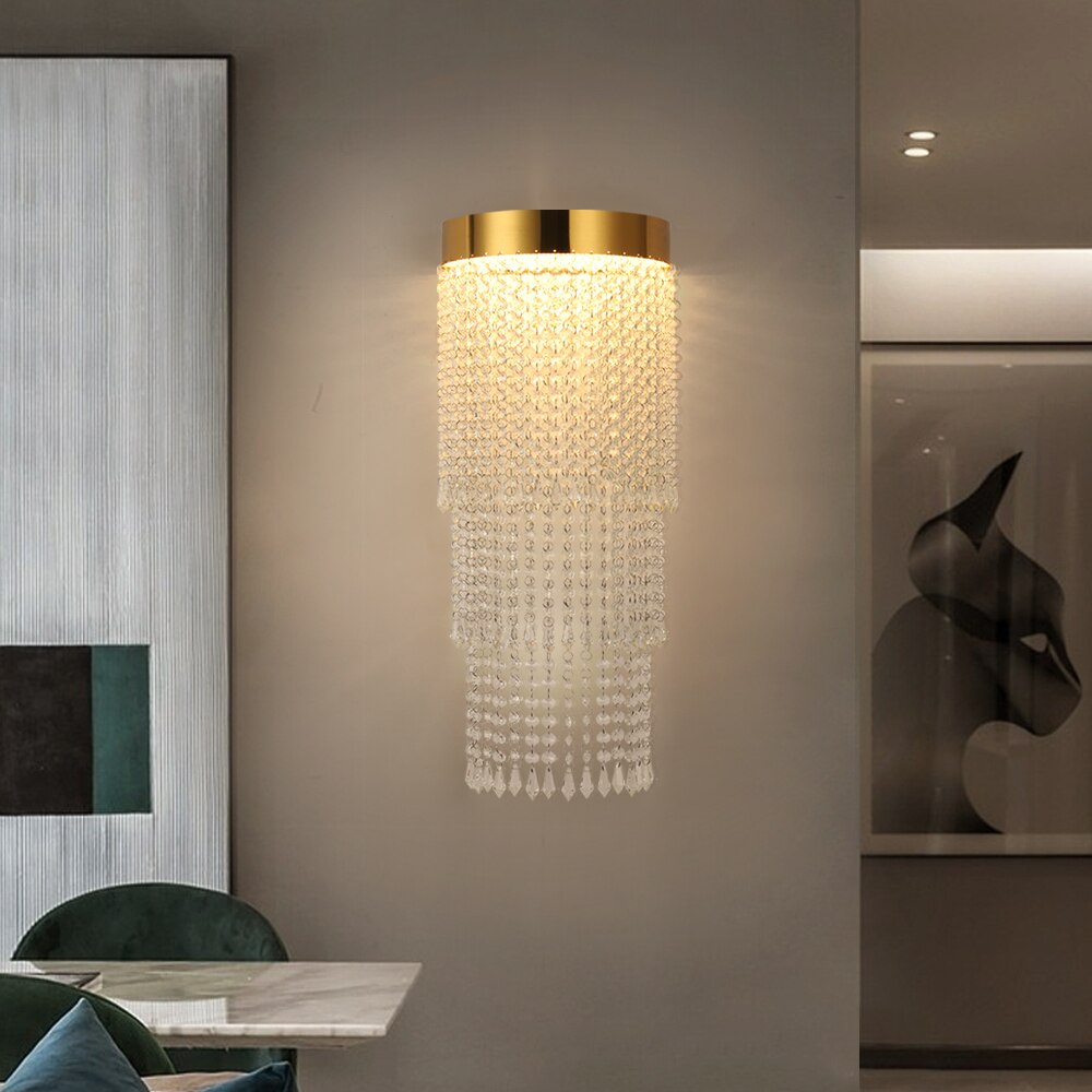 Modern Creative Gold Crystal Bedside Wall Lamp Led Bedroom Light Wall Scones Indoor Crystal Lustre