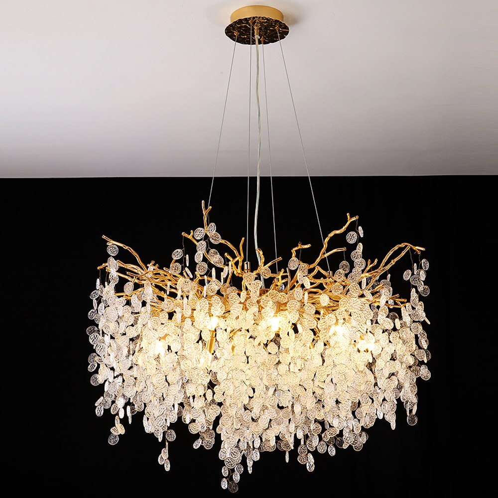 Luxury Design Glass Chandelier Lighting For Living Room Luminaire Plafonnier Gold Dining Room