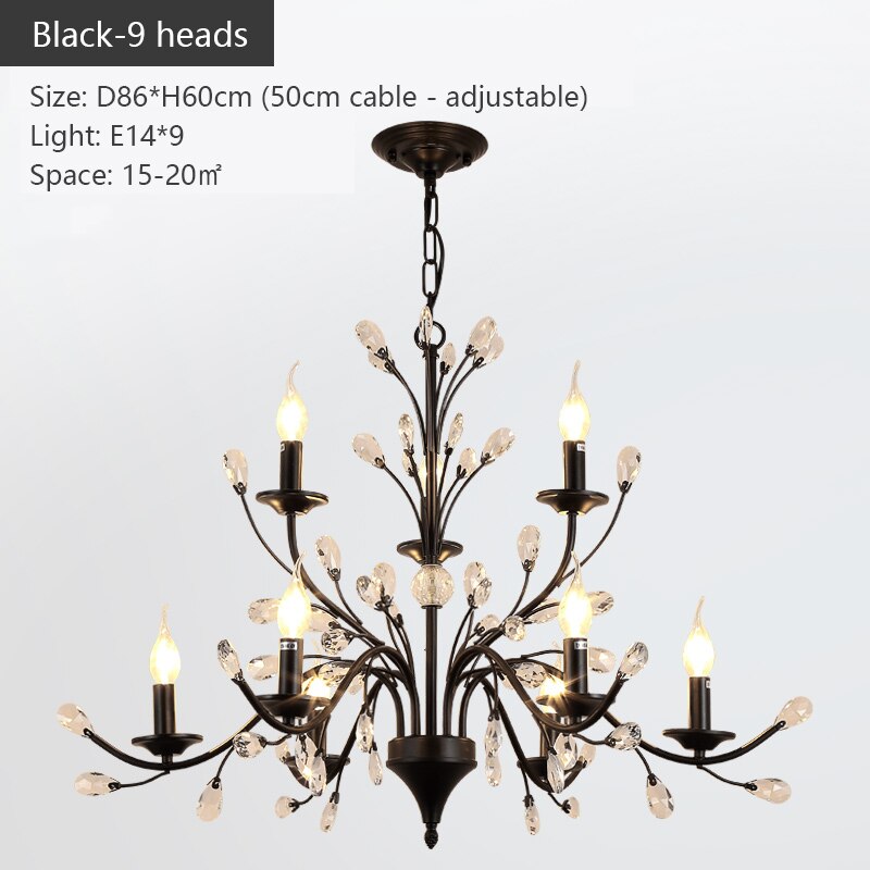 Modern Crystal Branche Chandelier - Black