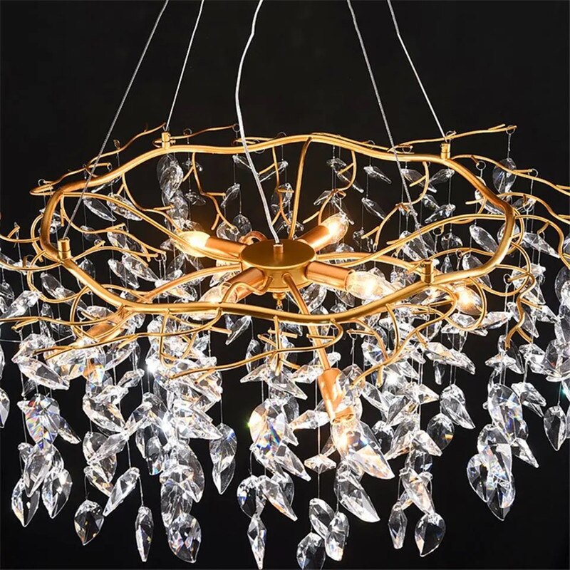 Modern Luxury Gold Crystal Art Decor Hanging Chandelier