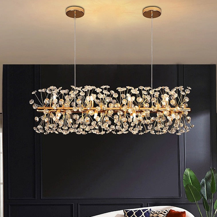 Gold Luxury Crystal Long Chandelier