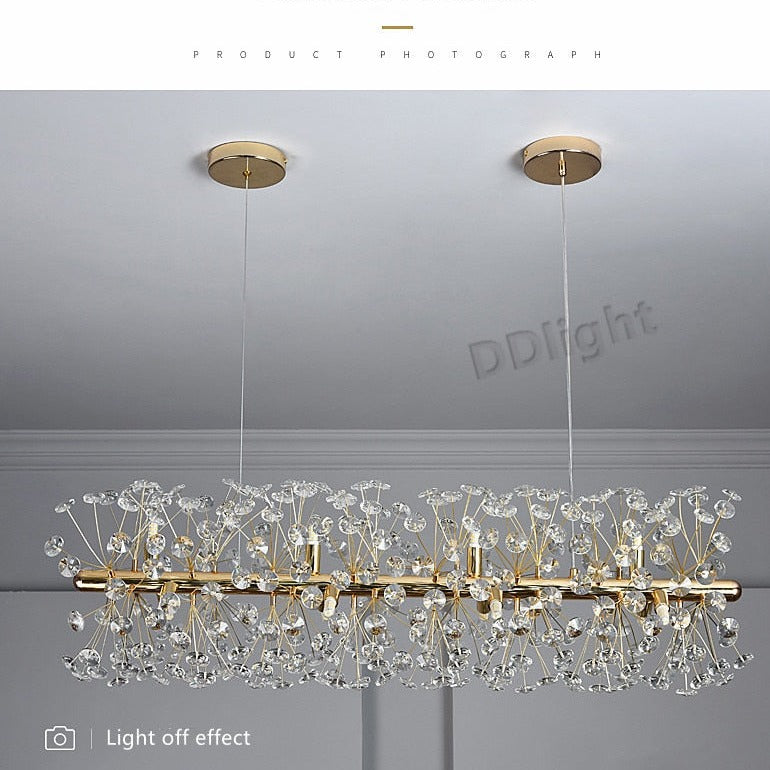 Gold Luxury Crystal Long Chandelier