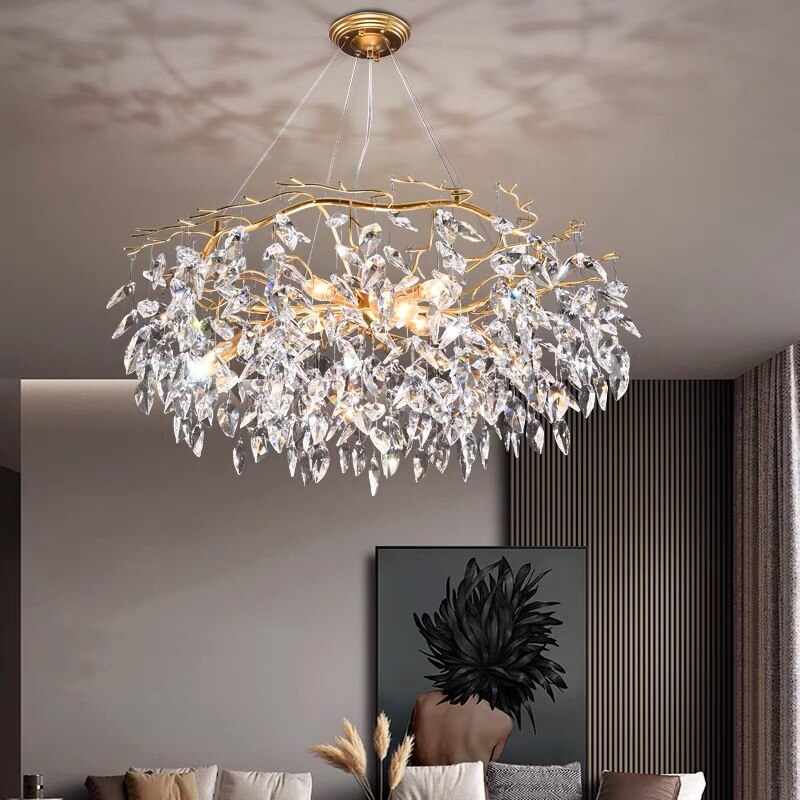 Modern Luxury Gold Crystal Art Decor Hanging Chandelier