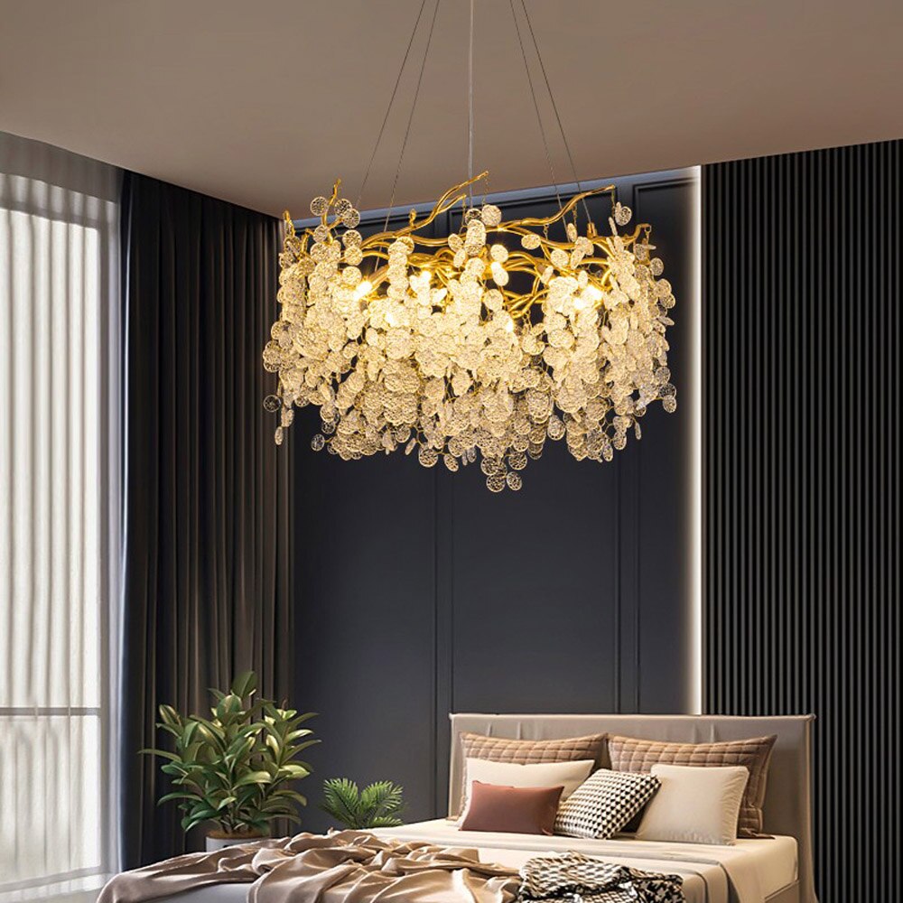 Luxury Design Glass Chandelier Lighting For Living Room Luminaire Plafonnier Gold Dining Room