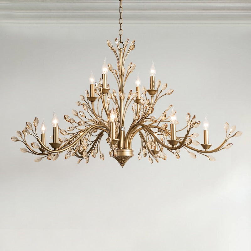 Modern Crystal Branche Chandelier - Brass