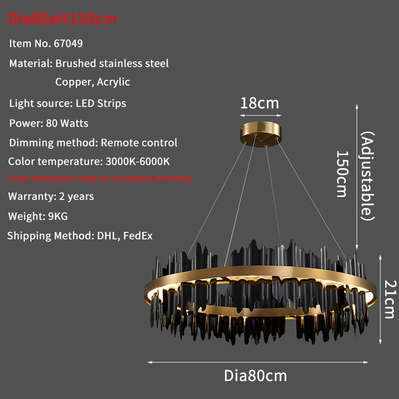 Modern LED Black Chandelier