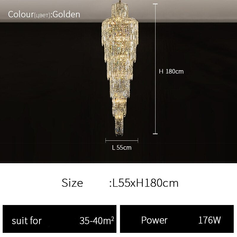 Rotating Staircase Crystal Chandelier