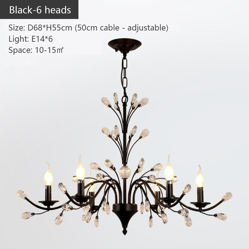 Modern Crystal Branche Chandelier - Black