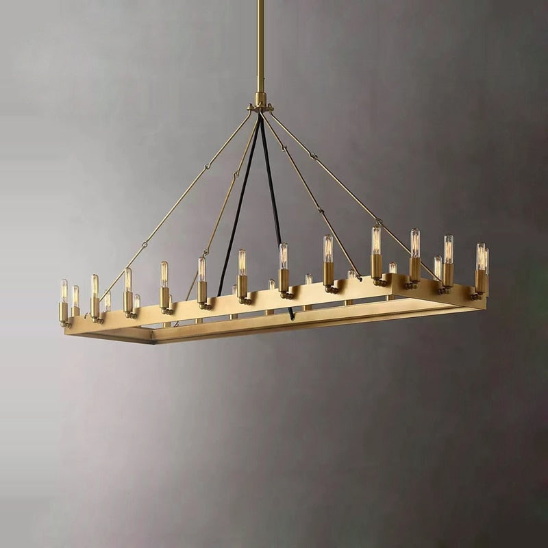 Retro American Rectangular Candle Chandelier