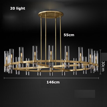 Modern Copper Glass Round Straight Chandelier