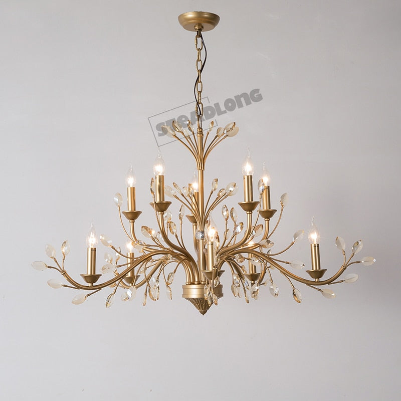 Modern Crystal Branche Chandelier - Brass