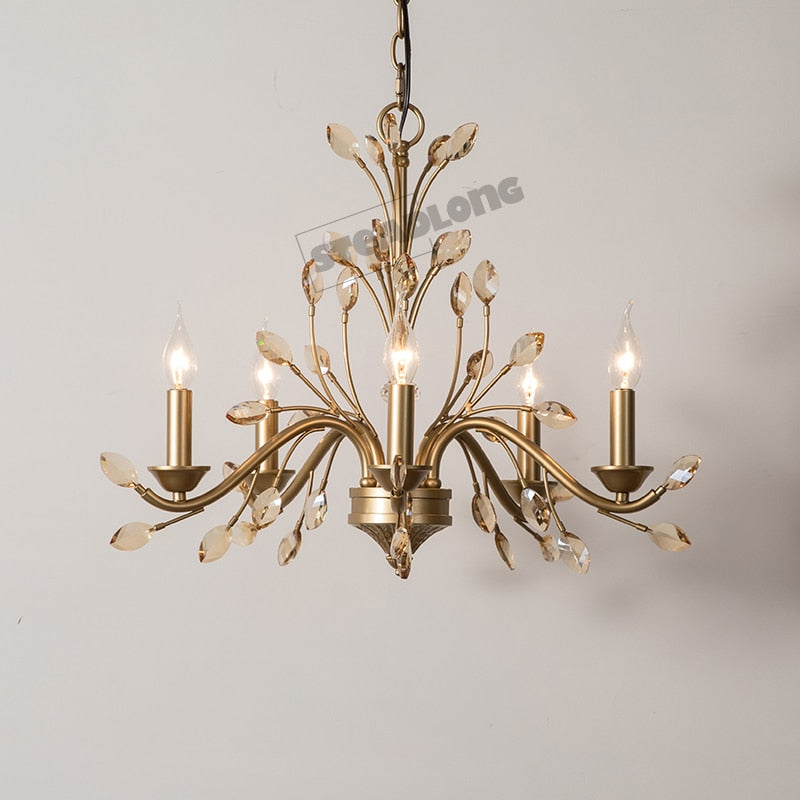 Modern Crystal Branche Chandelier - Brass