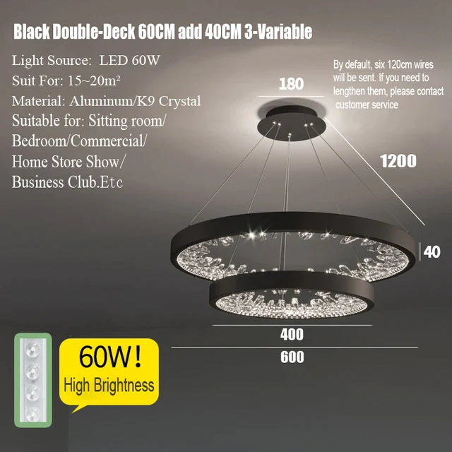 Modern Luxury Circular Black Chandelier