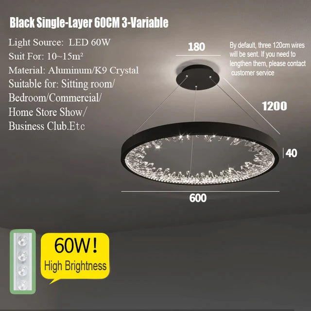 Modern Luxury Circular Black Chandelier