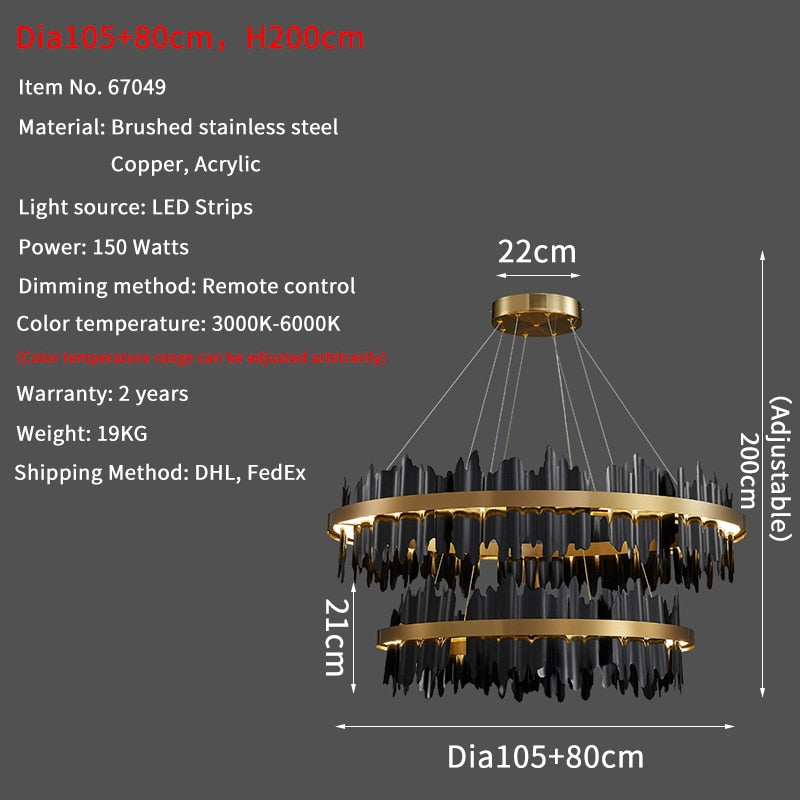 Modern LED Black Chandelier