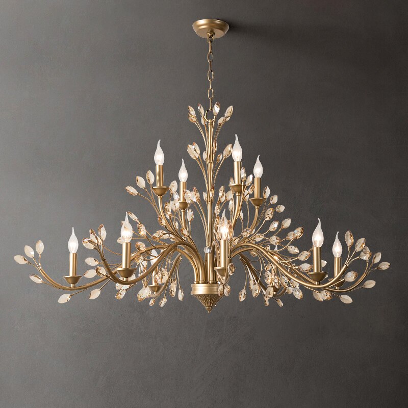 Modern Crystal Branche Chandelier - Brass