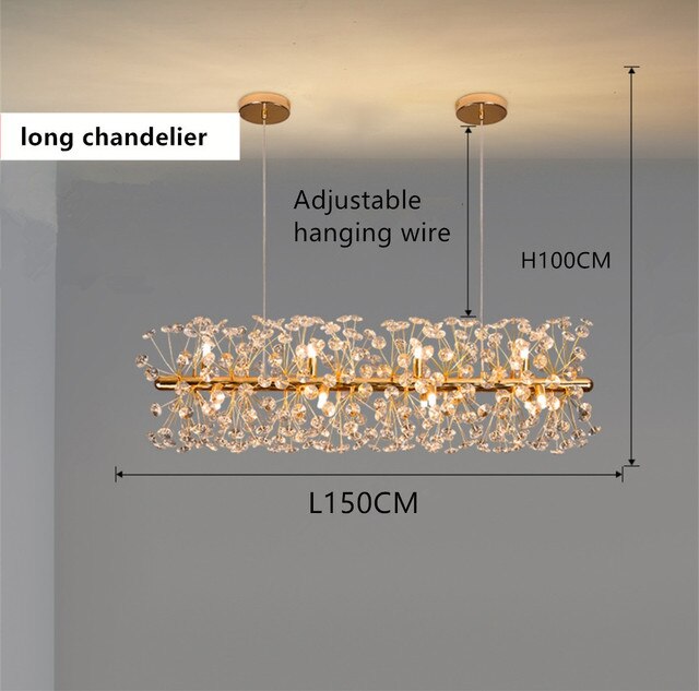 Gold Luxury Crystal Long Chandelier