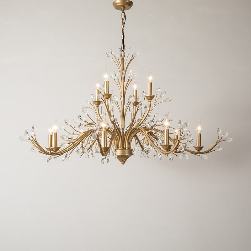 Modern Crystal Branche Chandelier - Brass