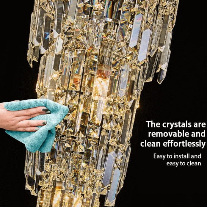 Rotating Staircase Crystal Chandelier