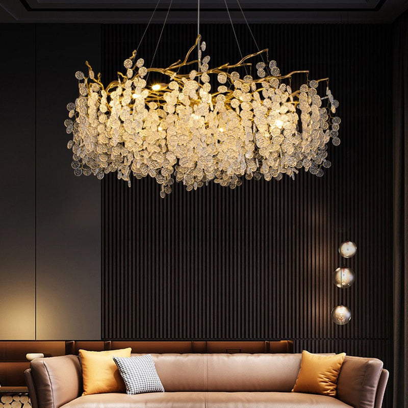 Luxury Design Glass Chandelier Lighting For Living Room Luminaire Plafonnier Gold Dining Room