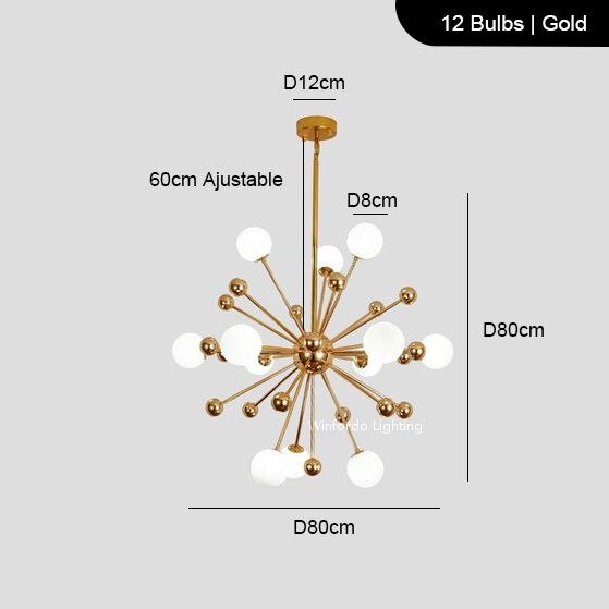 Modern Sputnik Glass Ball Chandelier