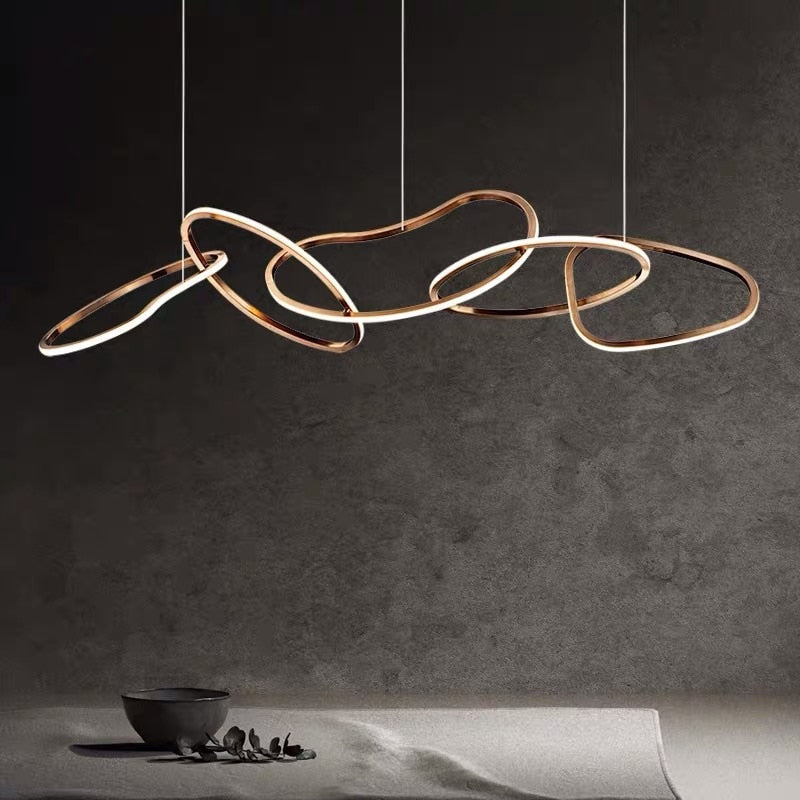 Modern Rose Gold LED Chandelier