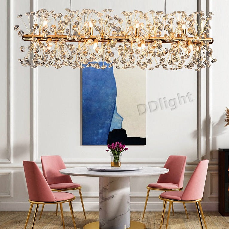 Gold Luxury Crystal Long Chandelier