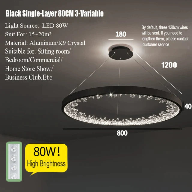 Modern Luxury Circular Black Chandelier