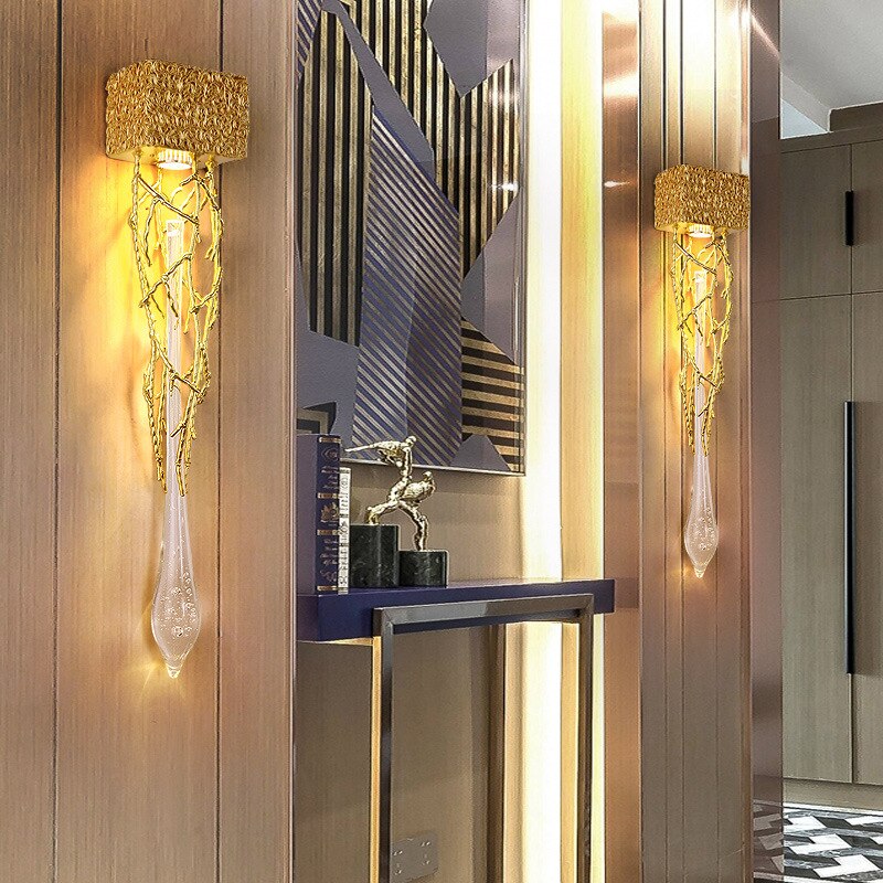 Nordic Transparent Crystal Gold Wall Lamp