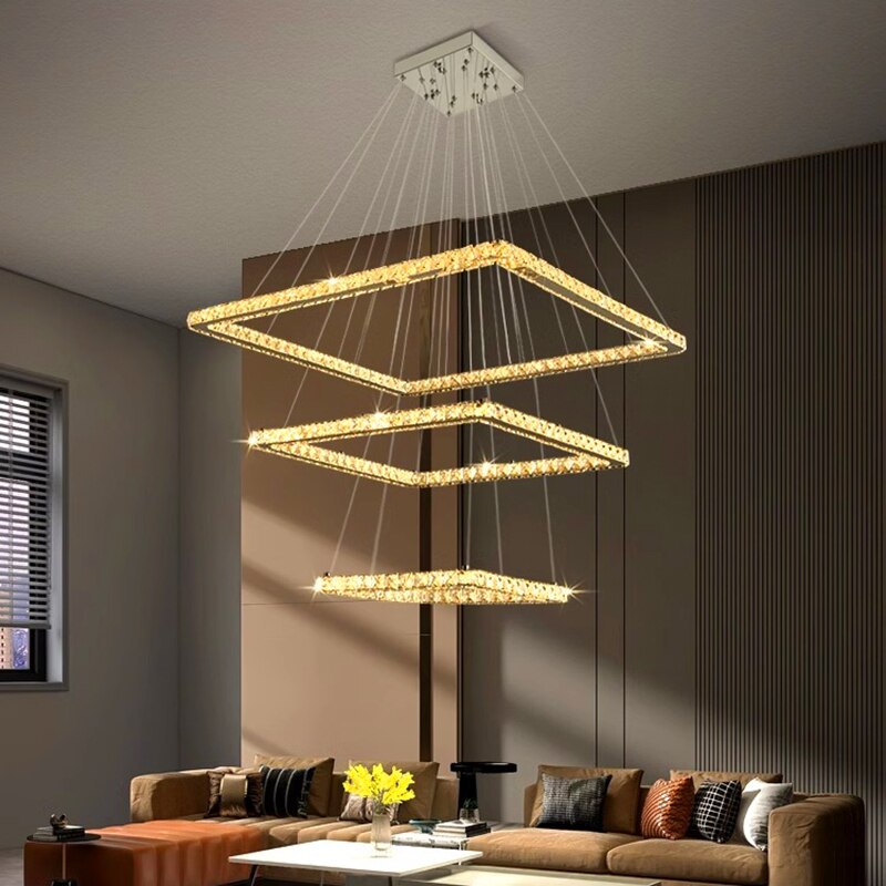 Modern Crystal Square Pendant Light