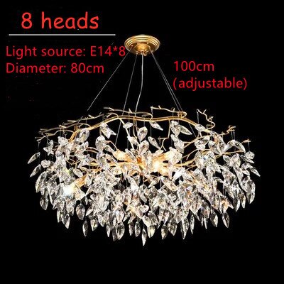 Modern Luxury Gold Crystal Art Decor Hanging Chandelier