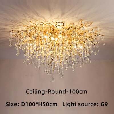 Ceiling Luxury Gold Crystal LED Chandelier