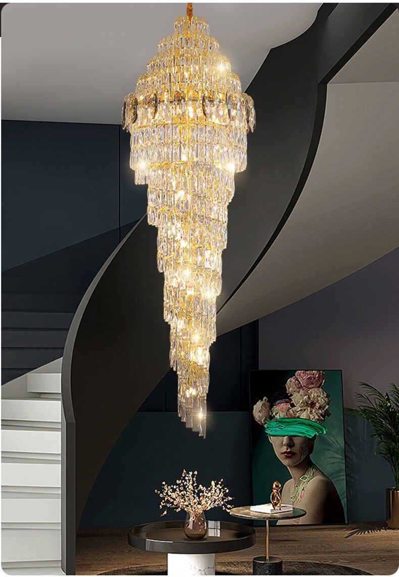 Luxury High Ceiling Long Chandelier