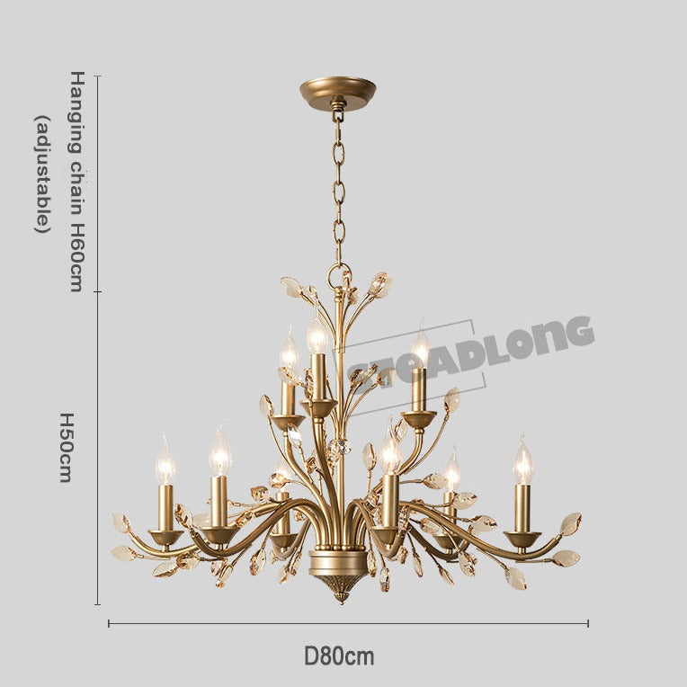 Modern Crystal Branche Chandelier - Brass