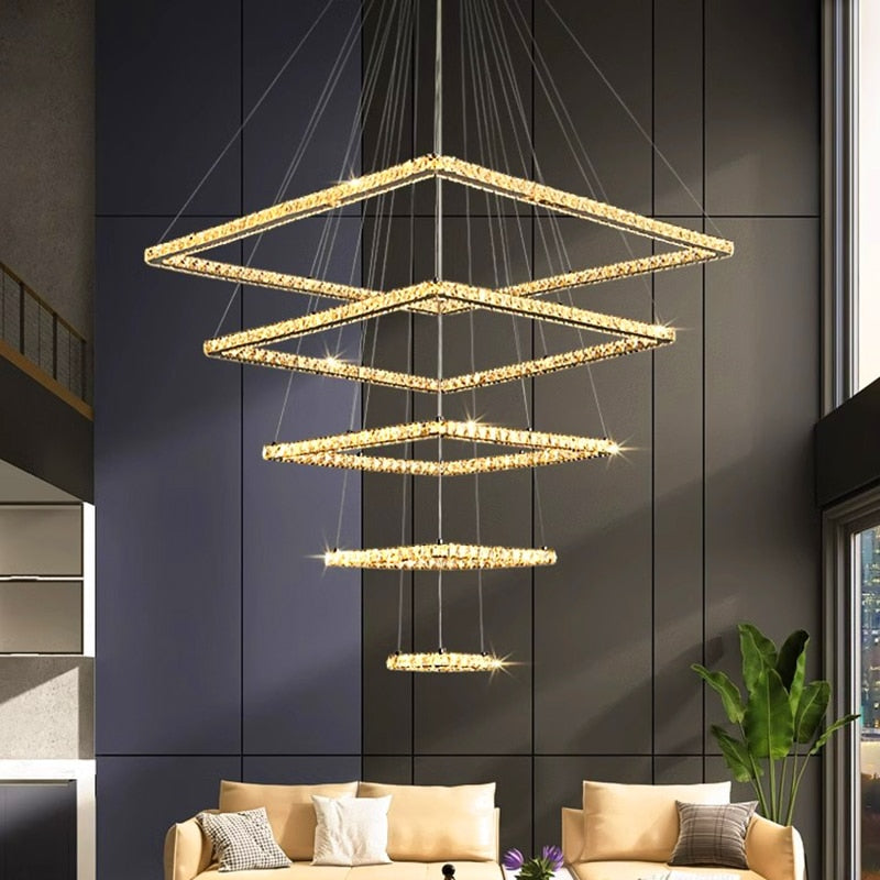 Modern Crystal Square Pendant Light