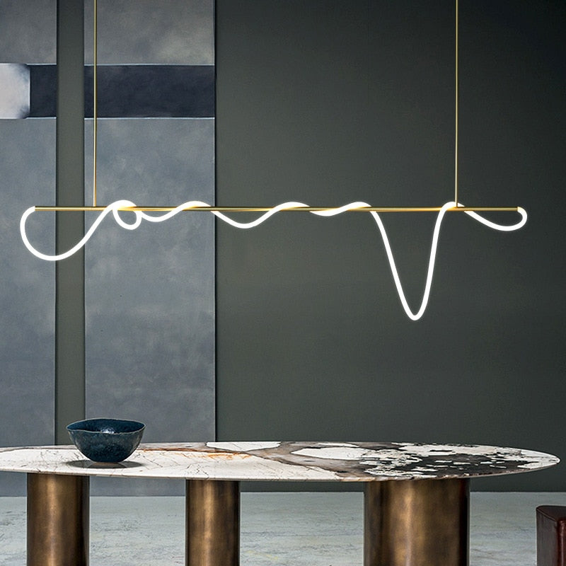 Modern Long Hose Led Chandelier - Brass