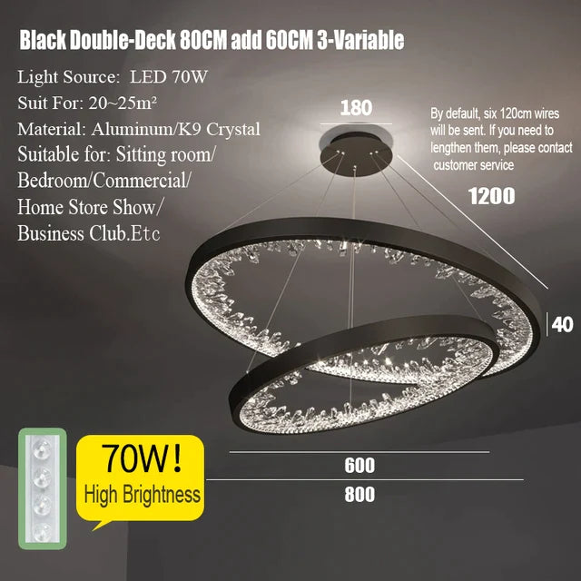 Modern Luxury Circular Black Chandelier