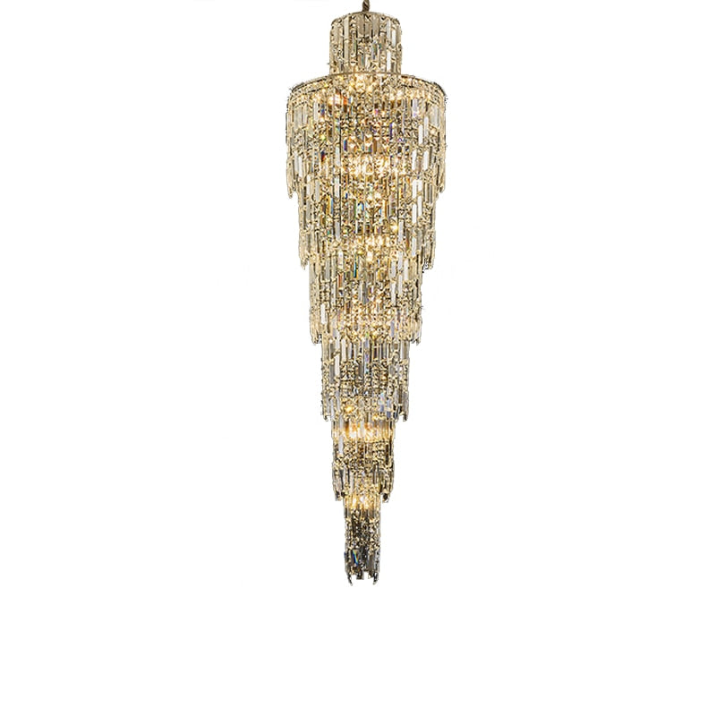 Rotating Staircase Crystal Chandelier