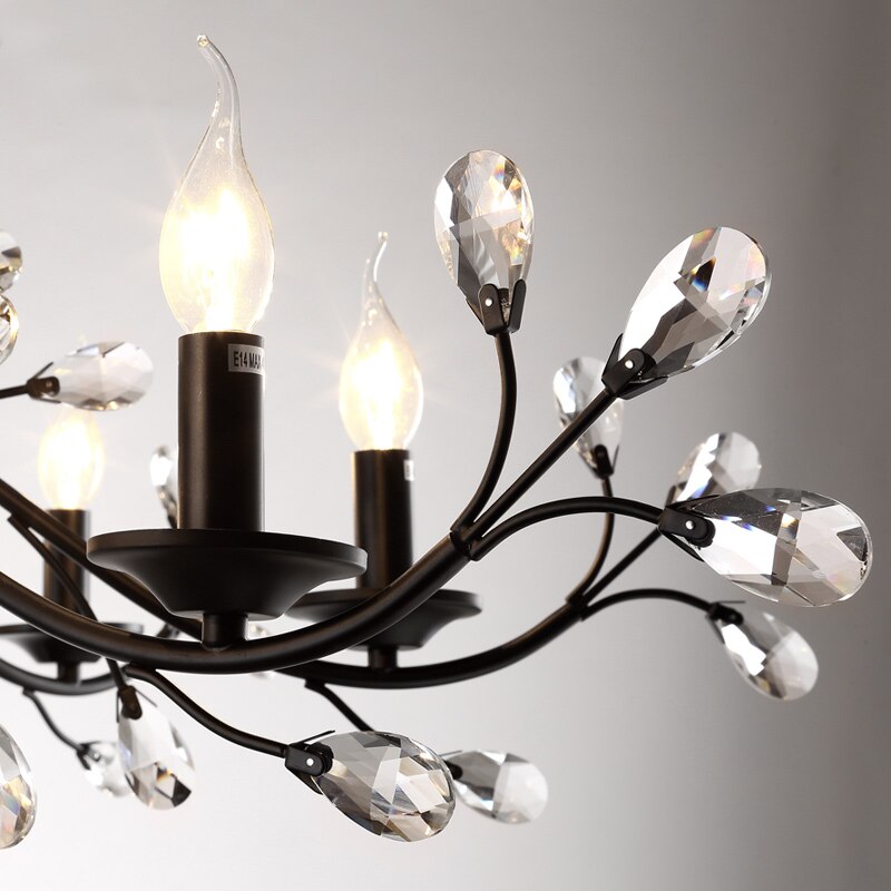 Modern Crystal Branche Chandelier - Black