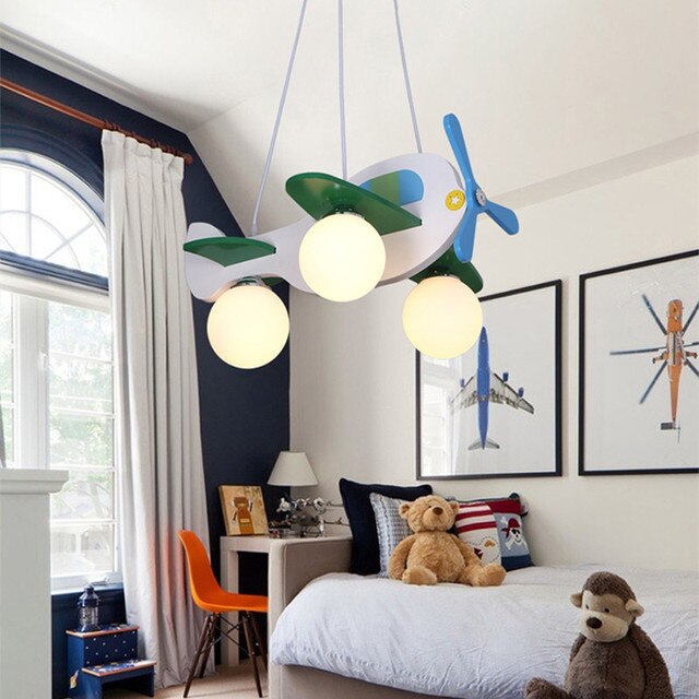 Wood Airplane Chandelier For Children Kids Boy Bedroom