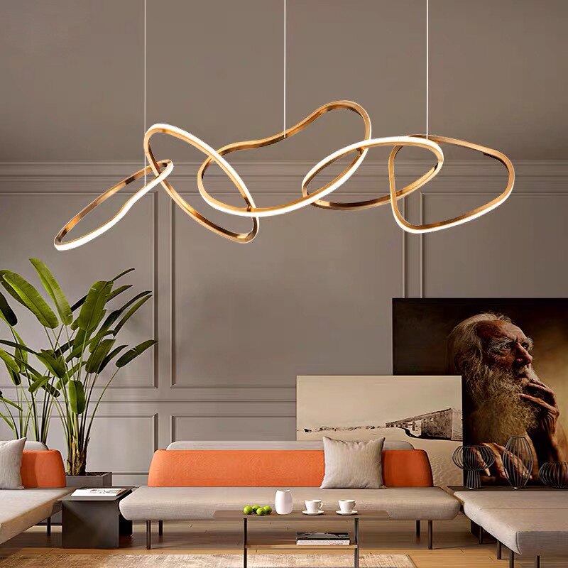 Modern Rose Gold LED Chandelier