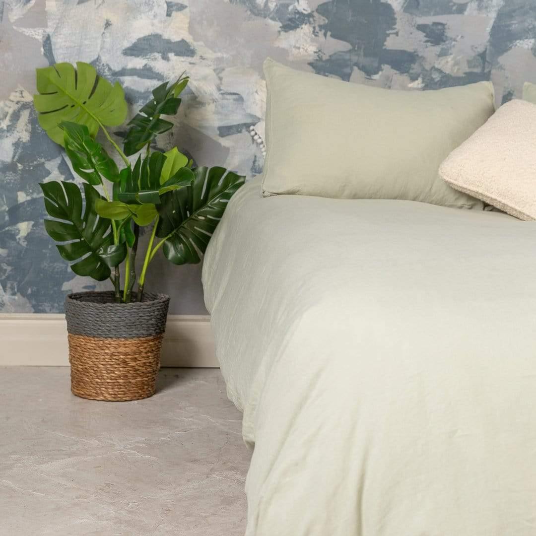 Olive European Linen Duvet Cover Set